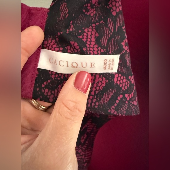 Cacique Womens Pink Lace Comfort Bliss Lightly Lined Full Coverage Bra SZ 46DDD - Picture 4 of 7